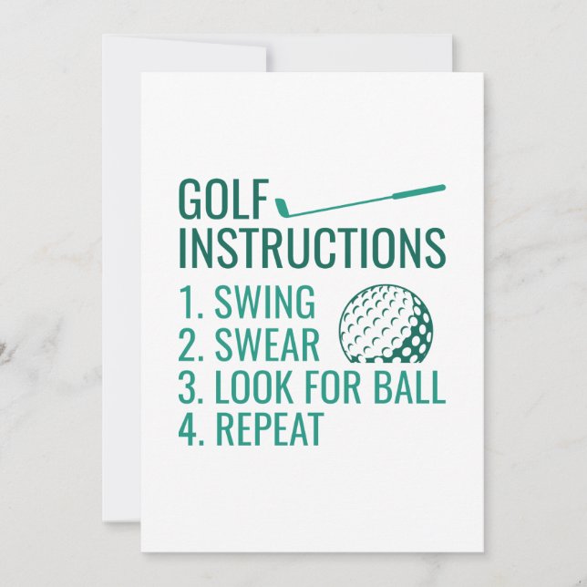 Golf-instruktioner Tack Kort (Framsida)