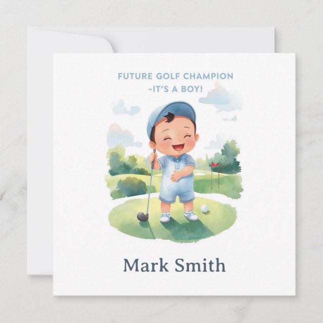 Golf It’s a Boy Baby Shower Paper Plates  Inbjudningar (Framsida)