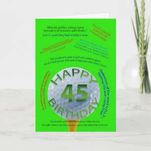 Golf Jokes födelsedagskort för 45 år gammal Kort