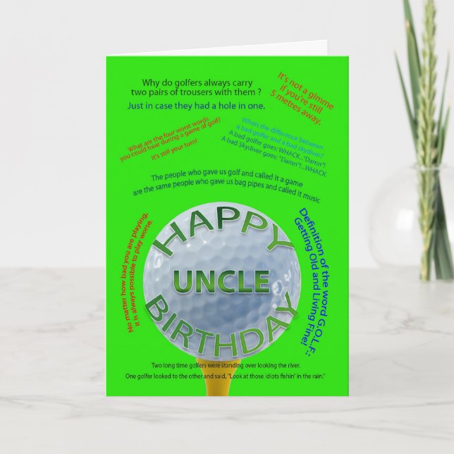Golf Jokes födelsedagskort för morbror Kort (Framsida)