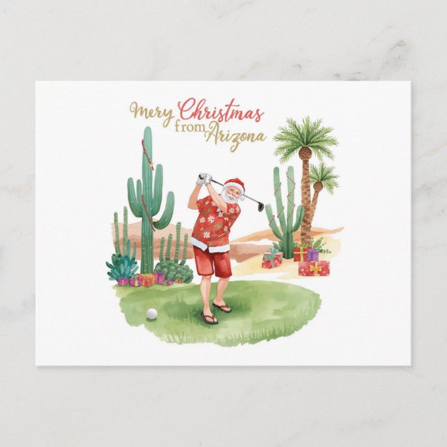 Golf jul Arizona med tomte Helg Vykort (Framsida)