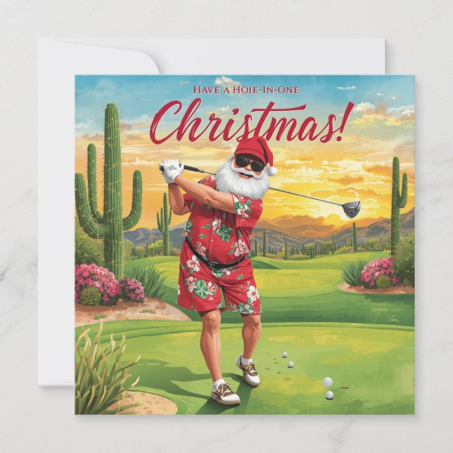 Golf jul från solig stat med Tomte Julkort (Framsida)