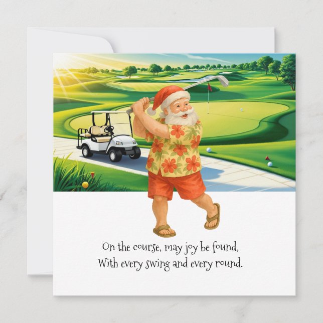 Golf jul i juli med tomte om golf julkort (Framsida)