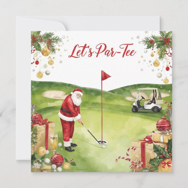 Golf jul  Låt oss para ihop med Tomte Claus   Julkort (Framsida)