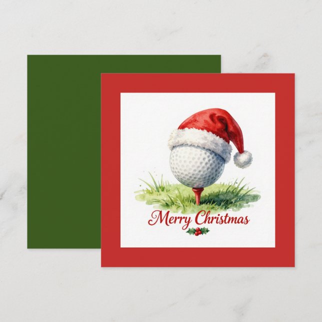 Golf jul med golfboll  julkort (Fram/baksida)