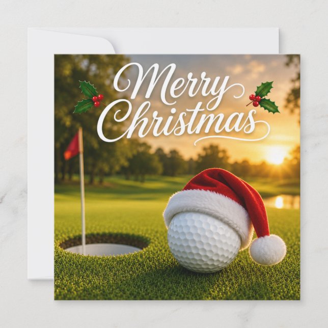 Golf jul med golfboll på grön gräs kort (Framsida)