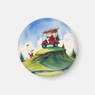 Golf-jul med julgolvvagn magnet