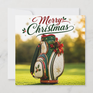 Golf jul med julpåse på grönt gräs kort