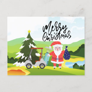 Golf-jul med Jultomten för Golfer Helg Vykort