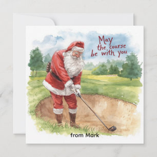 Golf-jul med Santa Golfer på golfbanan Julkort
