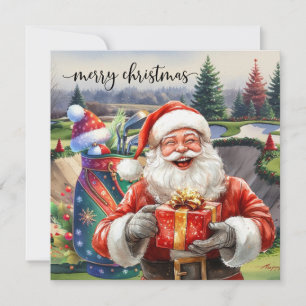 Golf-jul med Santa Golfer på golfbanan Julkort