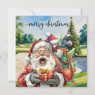 Golf-jul med Santa Golfer på golfbanan Julkort