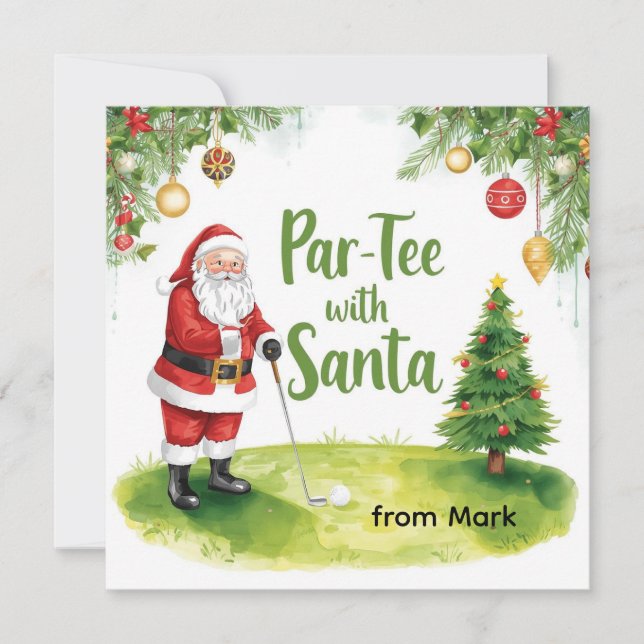 Golf-jul med Santa Golfer på golfbanan Julkort (Framsida)