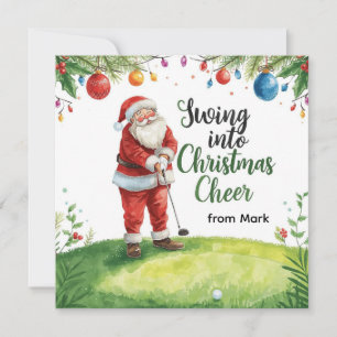 Golf-jul med Santa Golfer på golfbanan Julkort