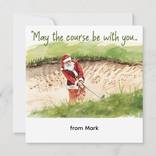 Golf-jul med Santa Golfer på golfbanan Julkort (Framsida)