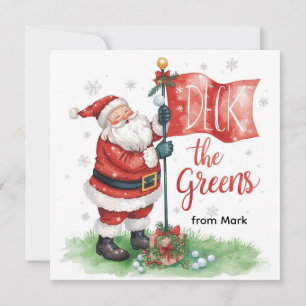 Golf-jul med Santa Golfer på golfbanan Julkort