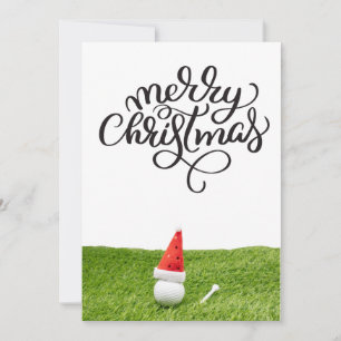Golf-jul med Santa Hat för Golfer Julkort