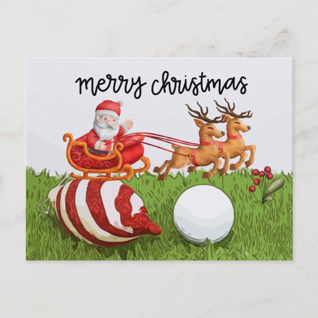 Golf  jul med tomte för golfare  helg vykort (Framsida)