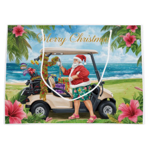 Golf jul med Tomte i hans golfkärra tropisk