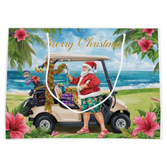 Golf jul med Tomte i hans golfkärra tropisk  (Framsidan)