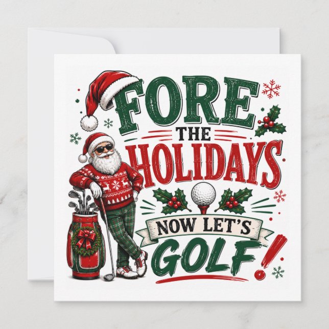 Golf jul med tomte Let's Golf Inbjudningar (Framsida)