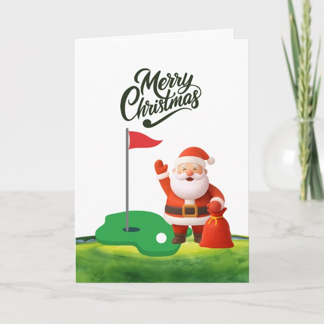 Golf jul med tomte på banan kort (Framsida)