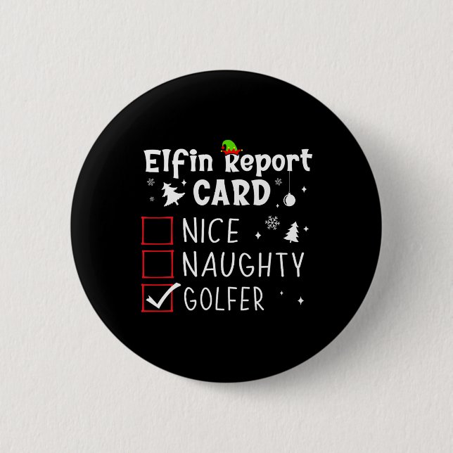 Golf jul Nice Naughty Funny Julafton List Golfer Knapp (Framsida)