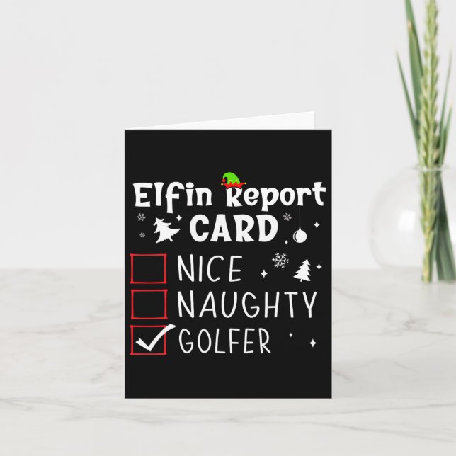 Golf jul Nice Naughty Funny Julafton List Golfer Kort (Framsida)