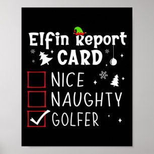 Golf jul Nice Naughty Funny Julafton List Golfer Poster