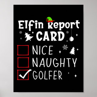Golf jul Nice Naughty Funny Julafton List Golfer Poster