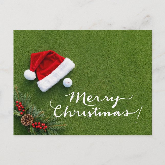 Golf jul på Putting Green God Jul  Helg Vykort (Framsida)