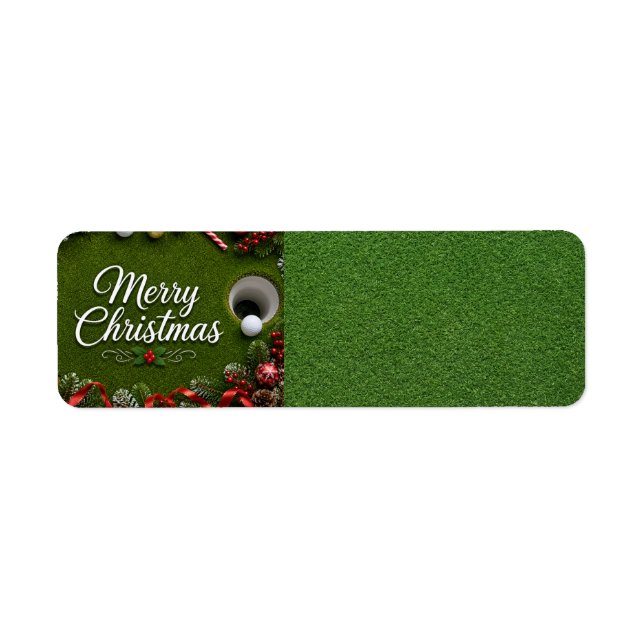 Golf jul på putting green returadress etikett (Framsidan)