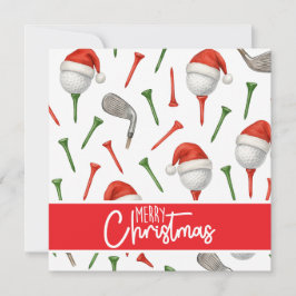 Golf jul Santa Hat Red and Grönt Tees Julkort