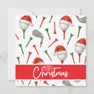 Golf jul Santa Hat Red and Grönt Tees Julkort