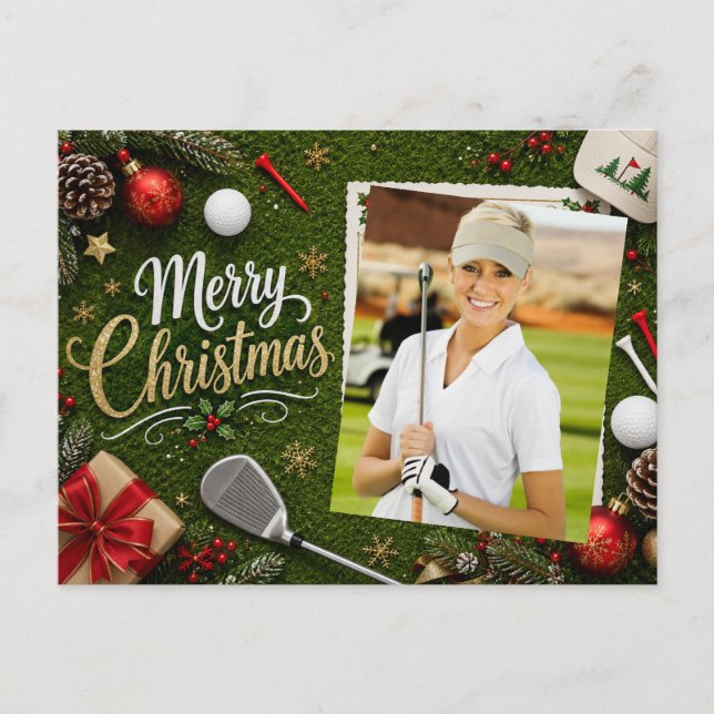 Golf jul Skapa ditt eget fotogolfare  Vykort (Framsida)