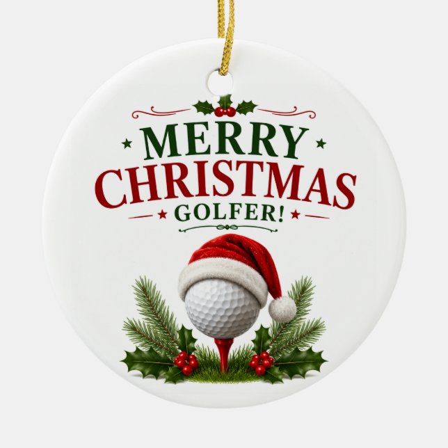 Golf jul tema för golfare julgransprydnad keramik (Framsidan)