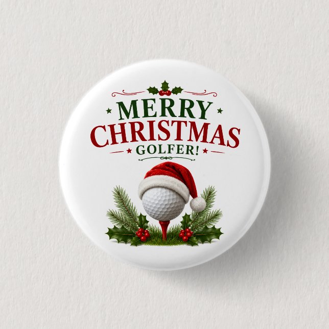 Golf jul tema för golfare knapp (Framsida)