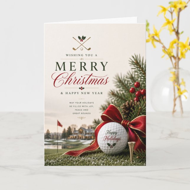 Golf jul tema för golfare kort (Gul blomma)