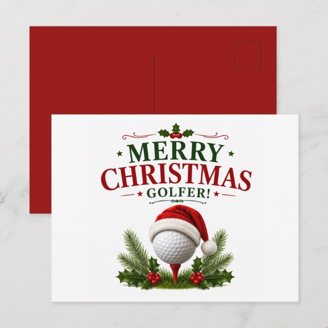 Golf jul tema för golfare vykort (Fram/baksida)