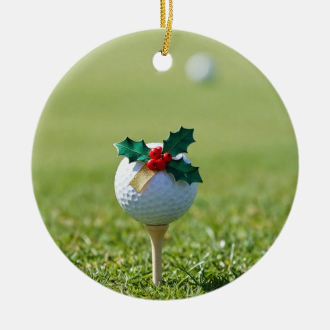 Golf jul tema för jul julgransprydnad keramik (Framsidan)