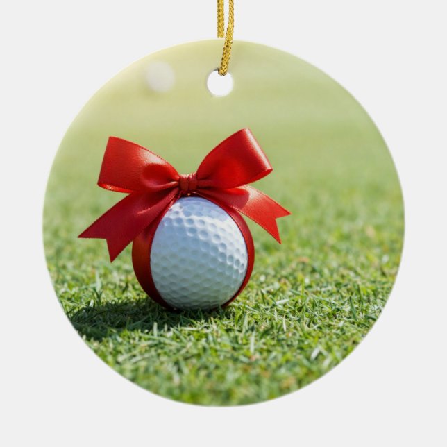 Golf jul tema för jul julgransprydnad keramik (Framsidan)