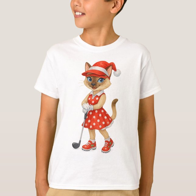 Golf jul tema för kattälskare fest t shirt (Framsida)