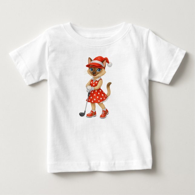Golf jul tema för kattälskare t shirt (Framsida)