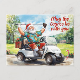 Golf jul tema med tomte helg vykort