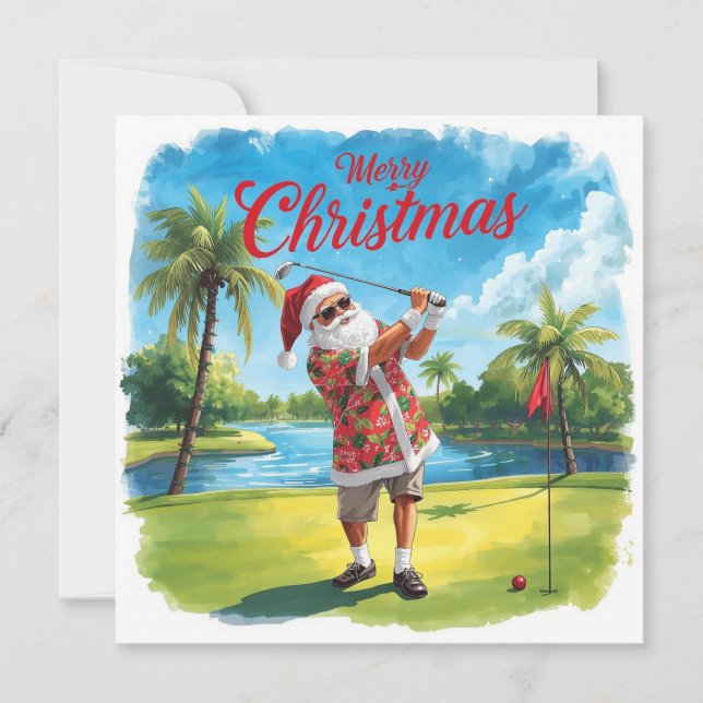 Golf jul tema med Tomte  Julkort (Framsida)