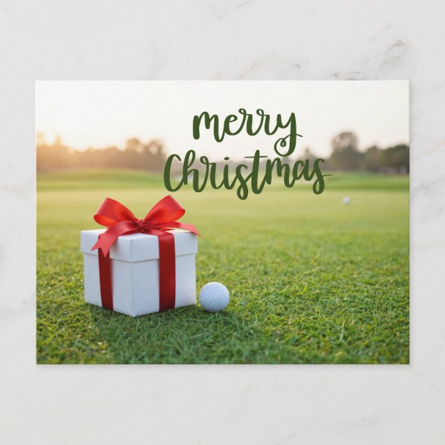 Golf jul tema på grönt för golfare helg vykort (Framsida)