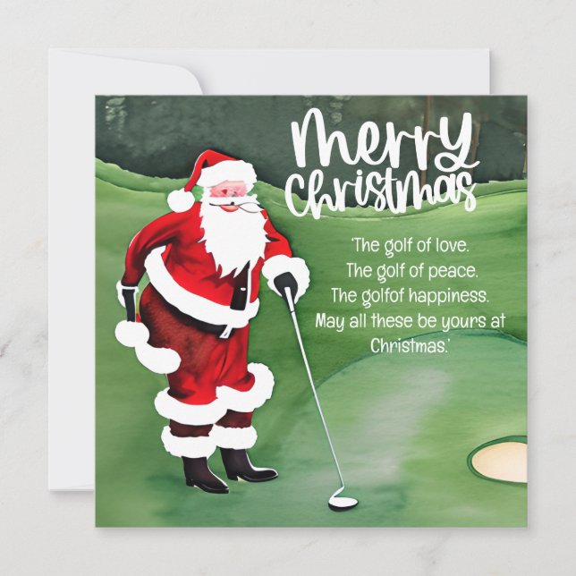 Golf Jul Tomte golfar på green Julkort (Framsida)