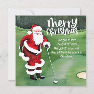 Golf Jul Tomte golfar på green Julkort