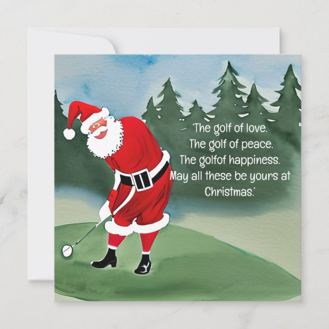 Golf jul Tomte golfar på grönt Julkort (Framsida)