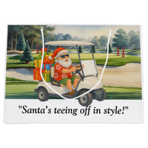 Golf jul Tomte kör golfcart på bana